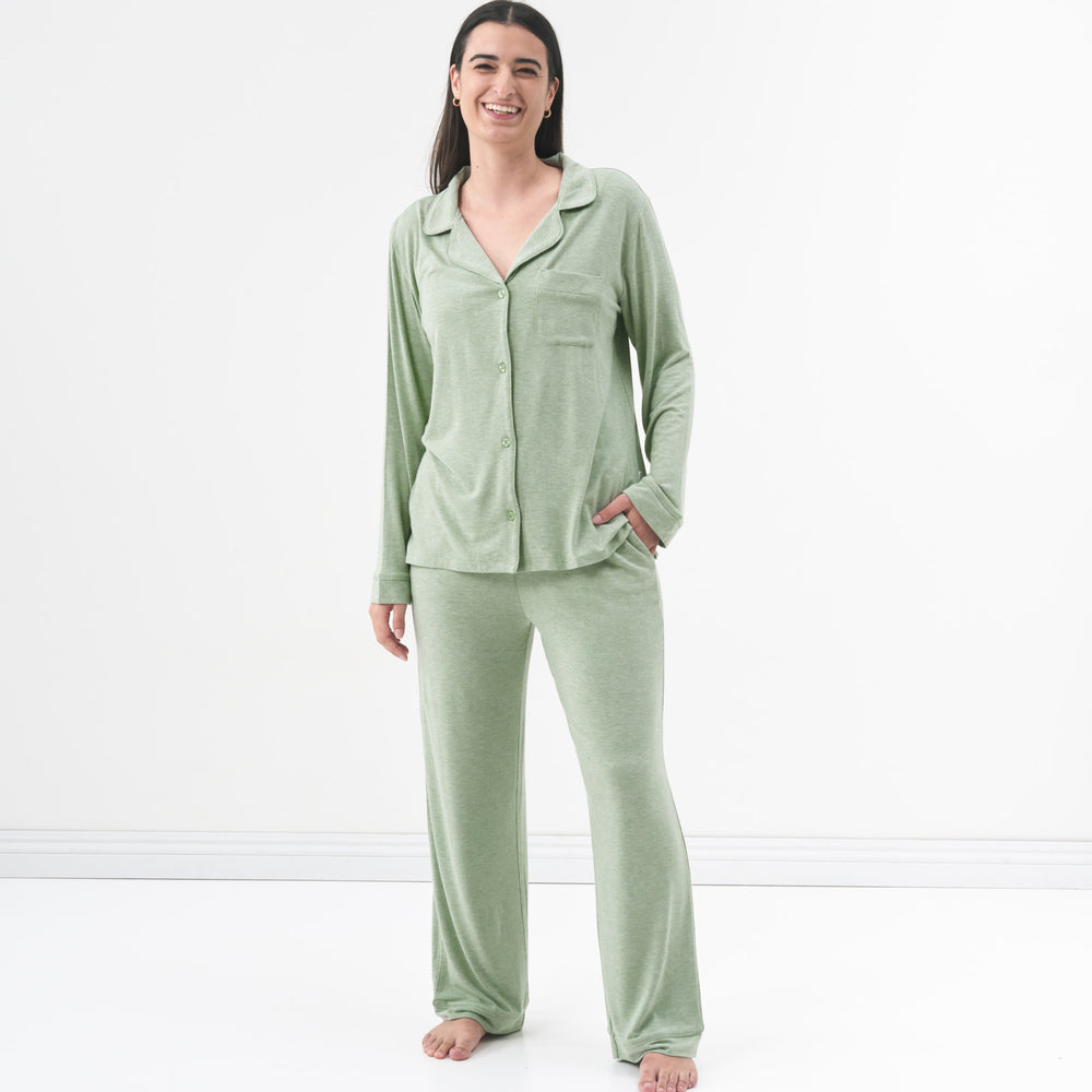 alternate image of a woman wearing a Heather Sage women's pajama set