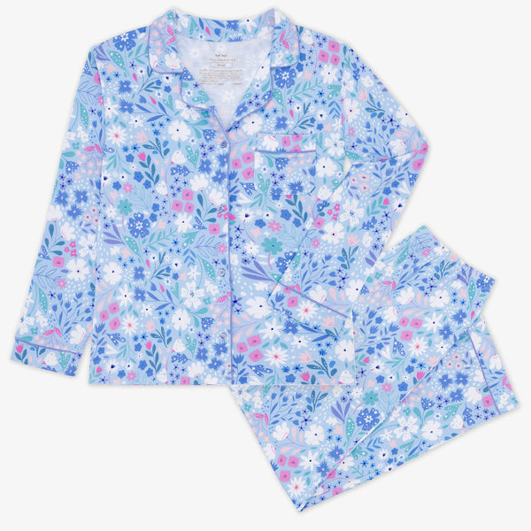 Flat lay image of a women's Magical Meadow two piece pj set