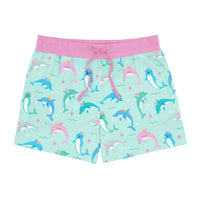 Flat lay image of Dolphin Dance women's pajama shorts