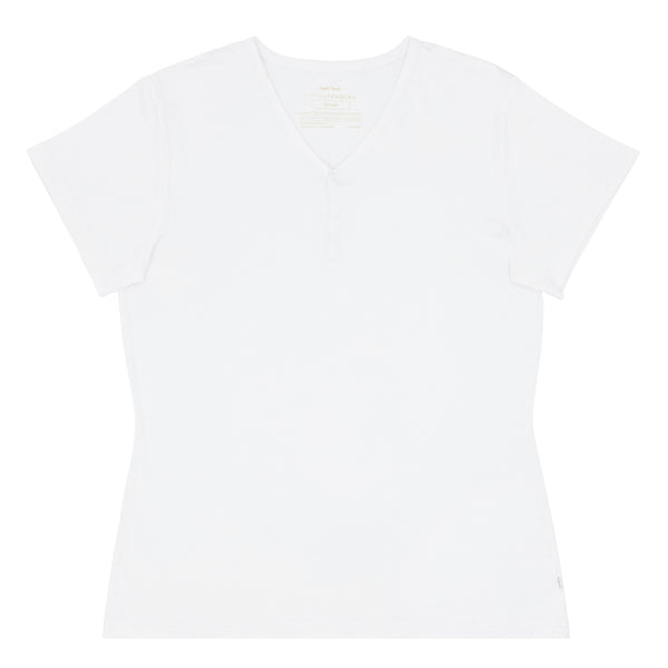 Flat lay image of a Bright White women's short sleeve pajama top