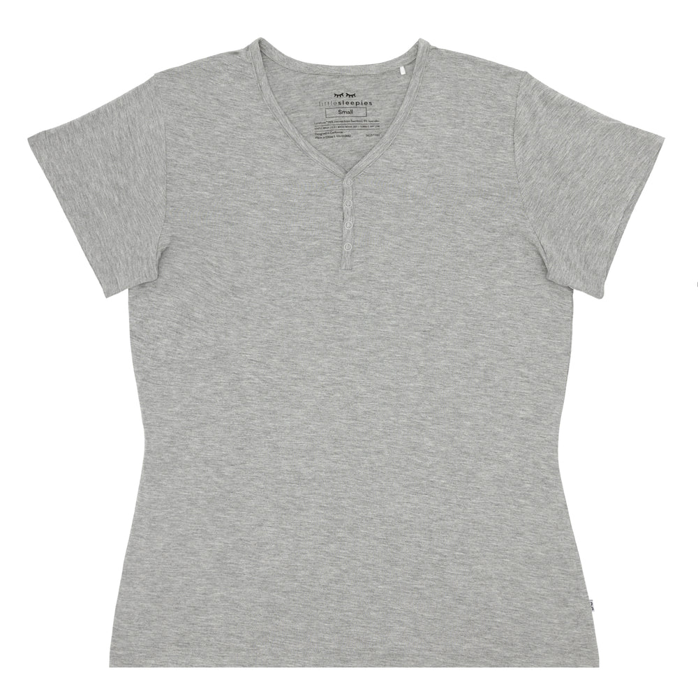 Flat lay image of a Heather Gray women's short sleeve pajama top