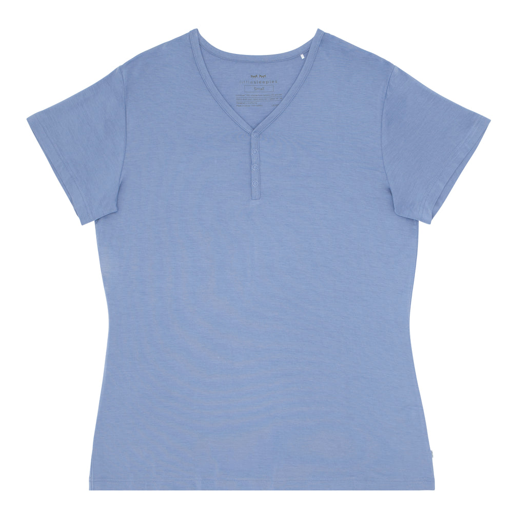 Flat lay image of Slate Blue women's short sleeve pajama top