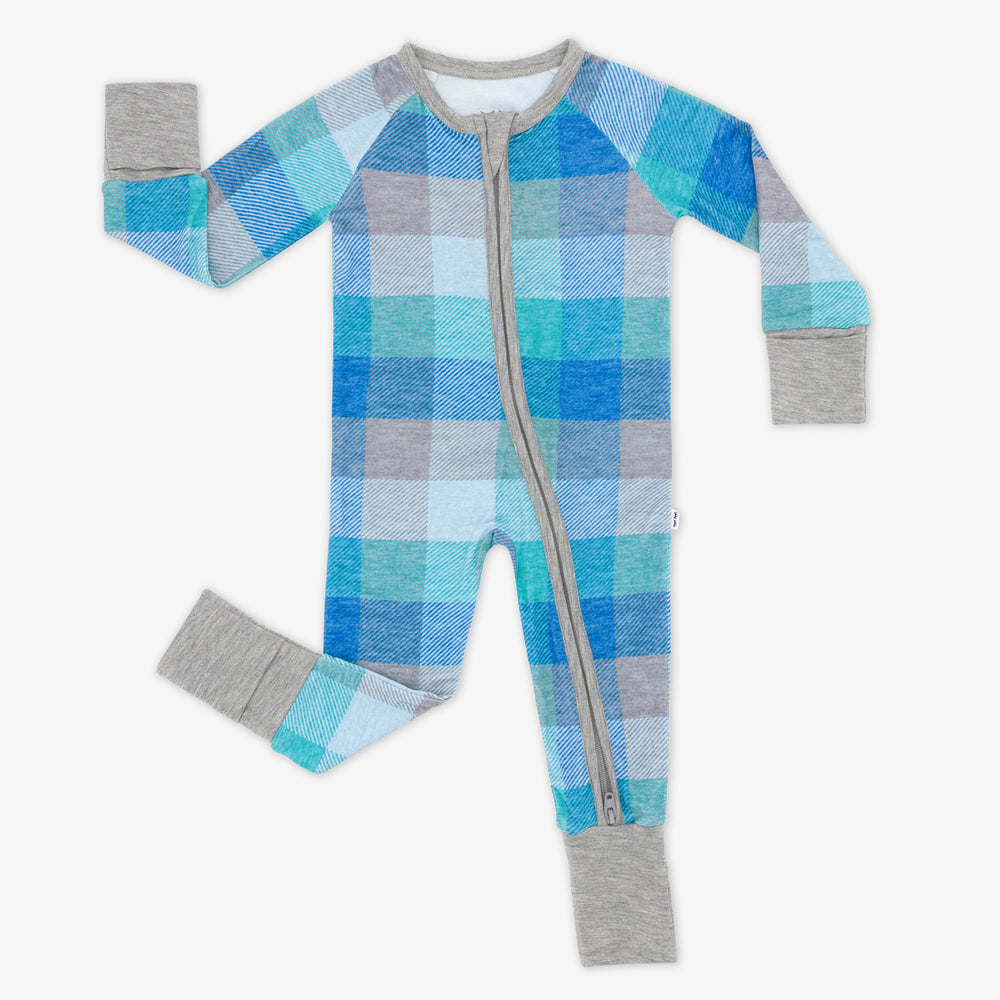 Flat lay image of an Arctic Plaid zippy