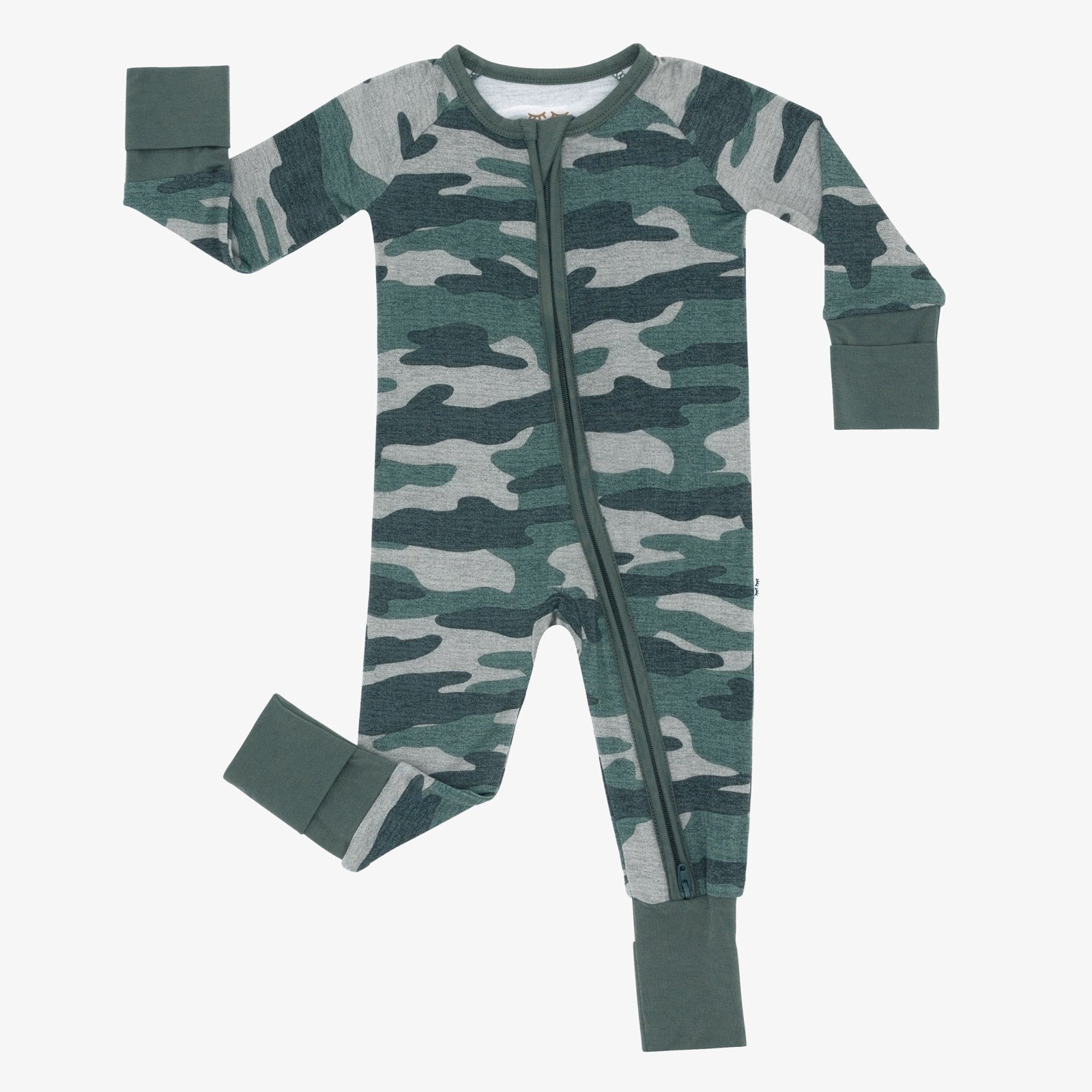 Flat lay image of the Vintage Camo Zippy