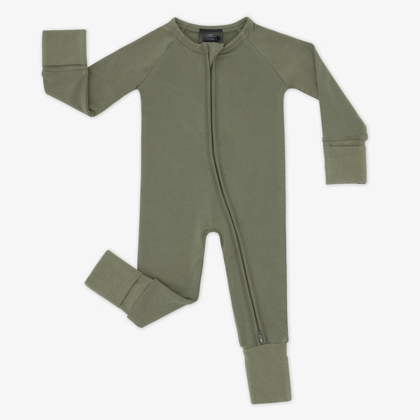 Flat lay image of a Cozy Olive zippy