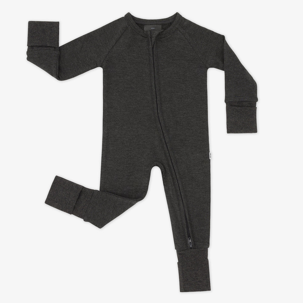 Flat lay image of a Cozy Heather Black zippy