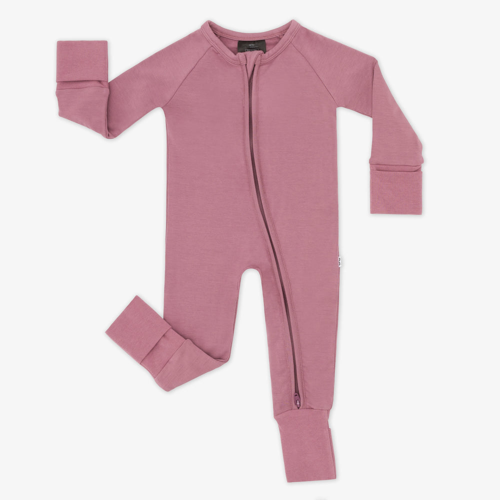 Flat lay image of a Cozy Dusty Plum zippy
