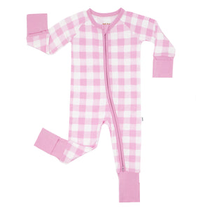 Flat lay image of a Pink Gingham zippy