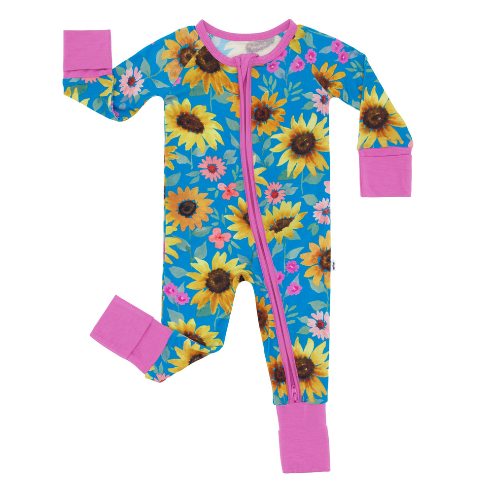 Flat lay image of the Sunflower Fields Zippy