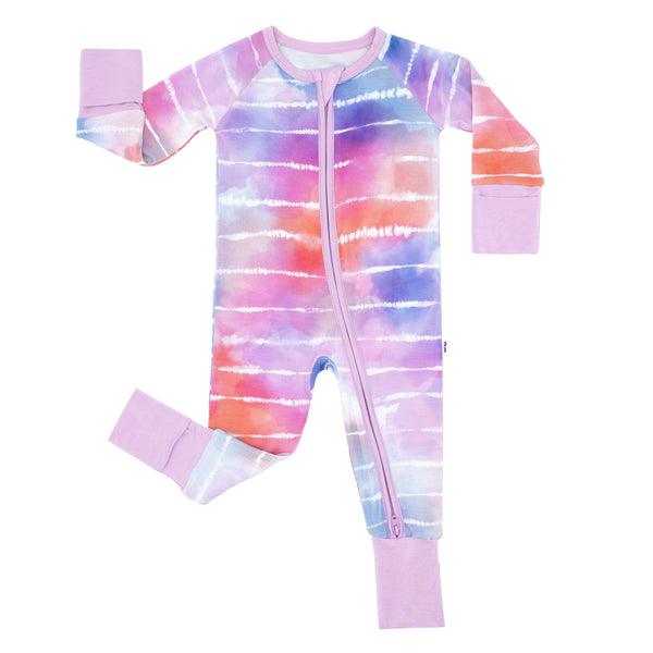 Flat lay image of a Pastel Tie Dye Dreams zippy