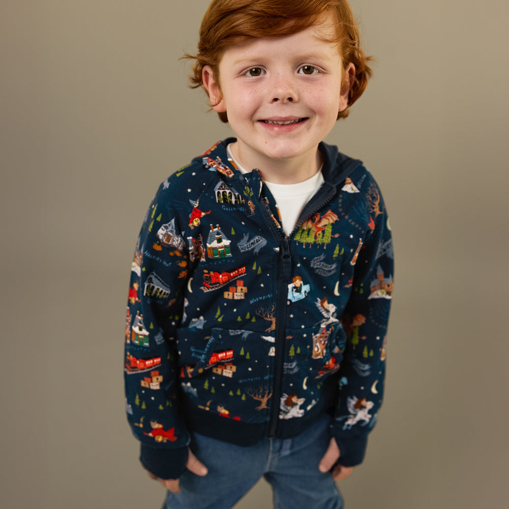 Image of a child wearing an Evening at Hogwarts Zip Hoodie