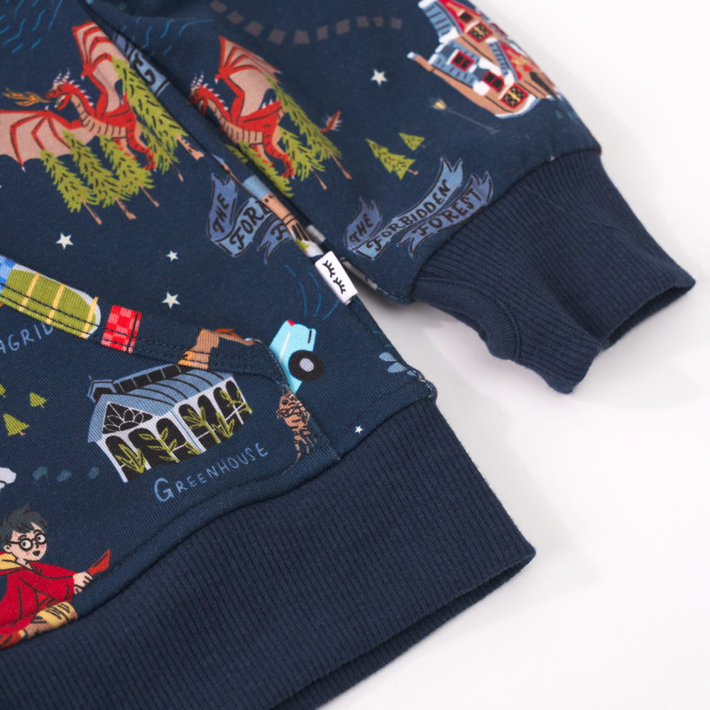 Alternate close up detail shot of an Evening at Hogwarts Zip Hoodie