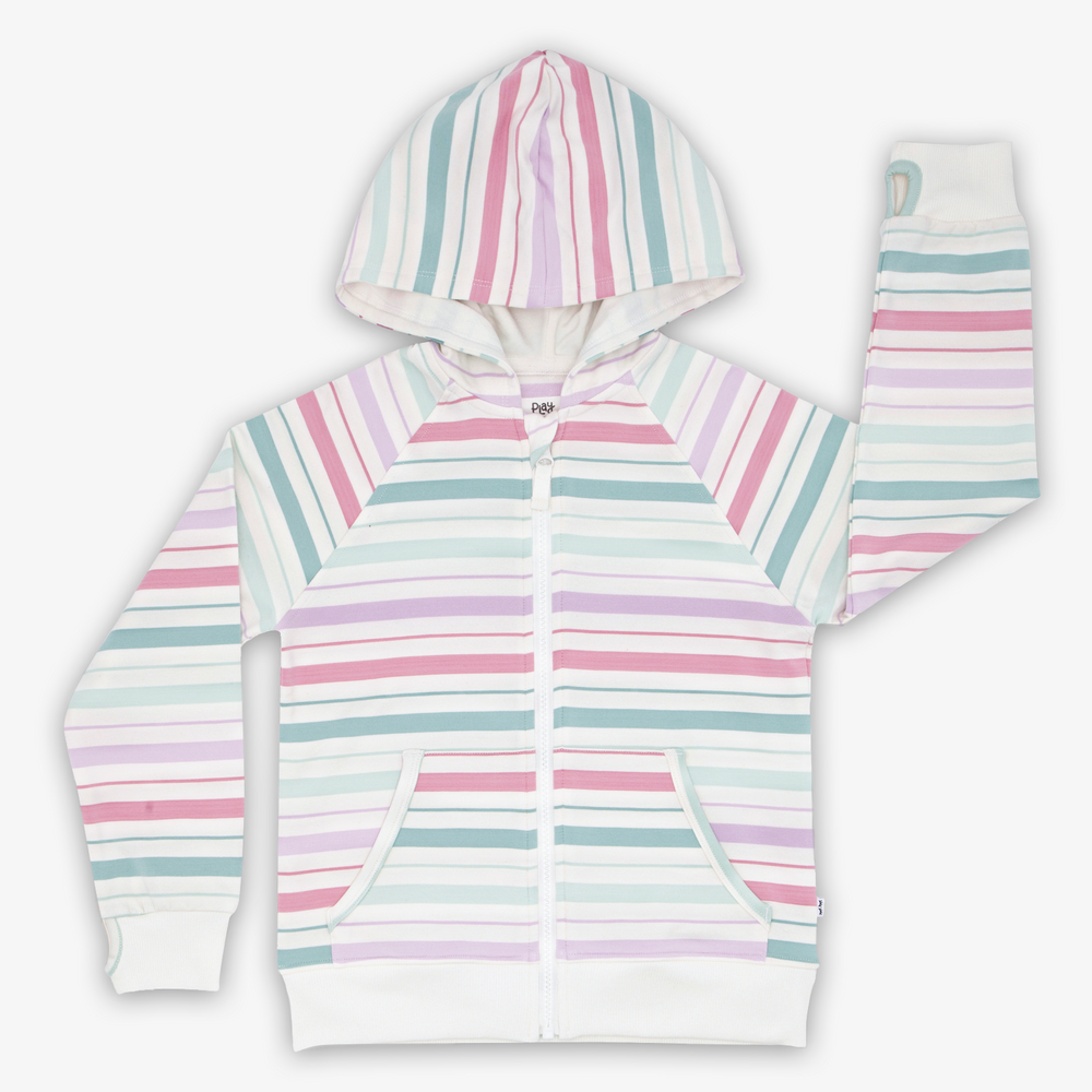 Flat lay image of the Stripe Zip Hoodie