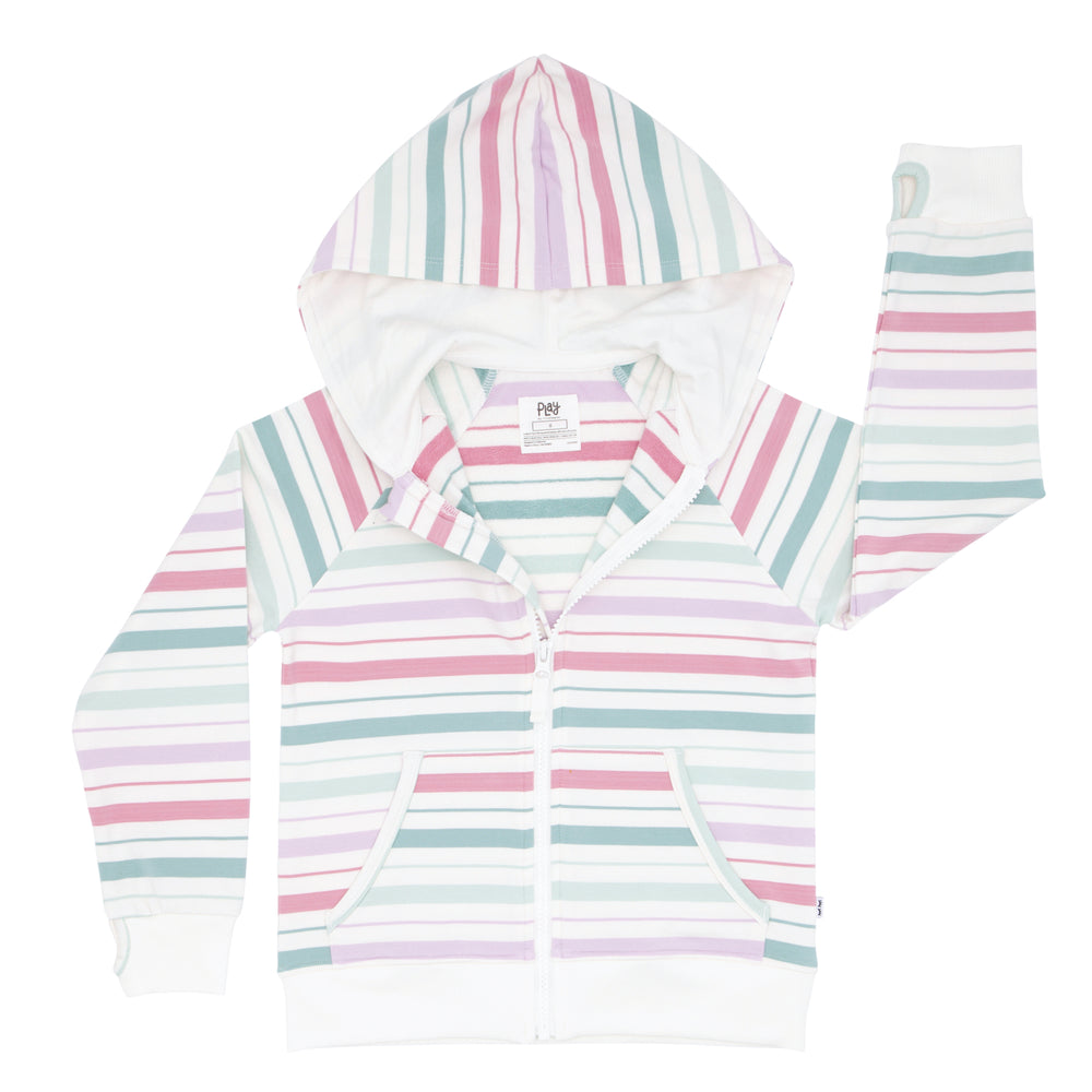 Alternate flat lay image of a Winter Stripes zip hoodie