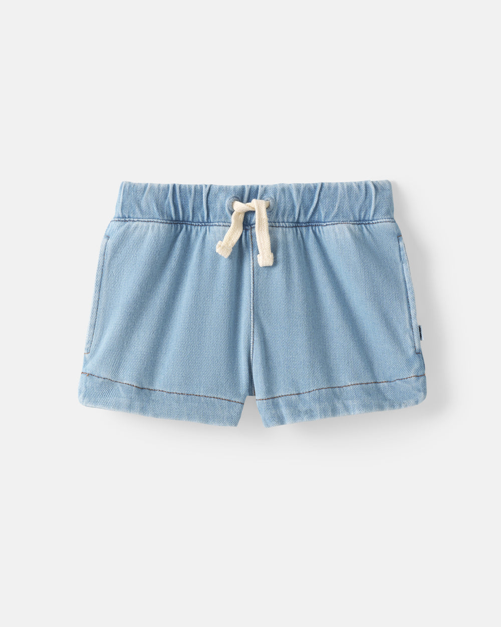Flat lay of the Light Blue Denim Shorts