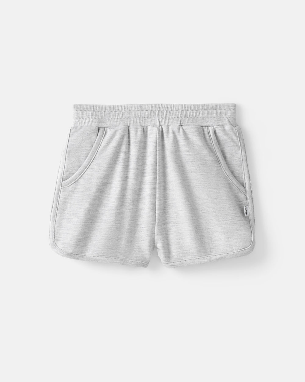 Flat lay of the Light Heather Gray Dolphin Shorts