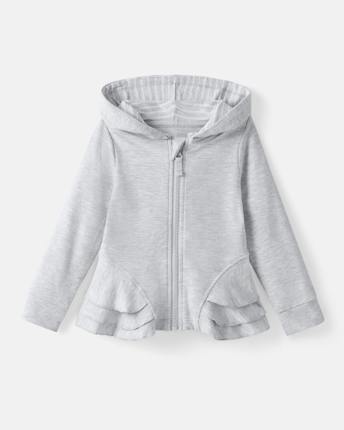 Flat lay of the Light Heather Gray Peplum Hoodie