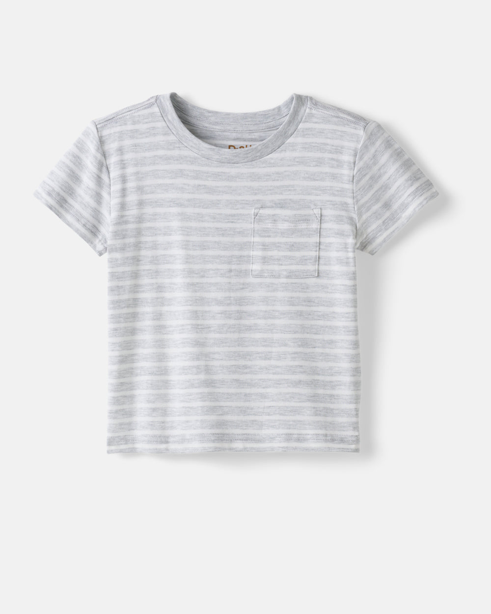 Flat lay of the Light Heather Gray Stripes Relaxed Pocket Tee