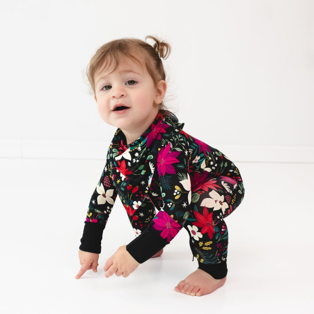 Child wearing the Berry Merry Bandana Bib and Zippy