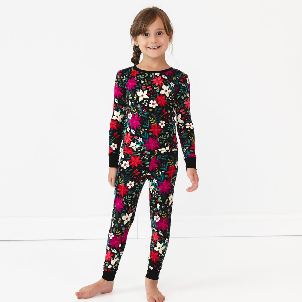 Girl wearing the Berry Merry Two-Piece Pajama Set