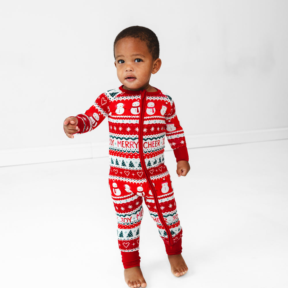 Child wearing a Festive Fair Isle Zippy