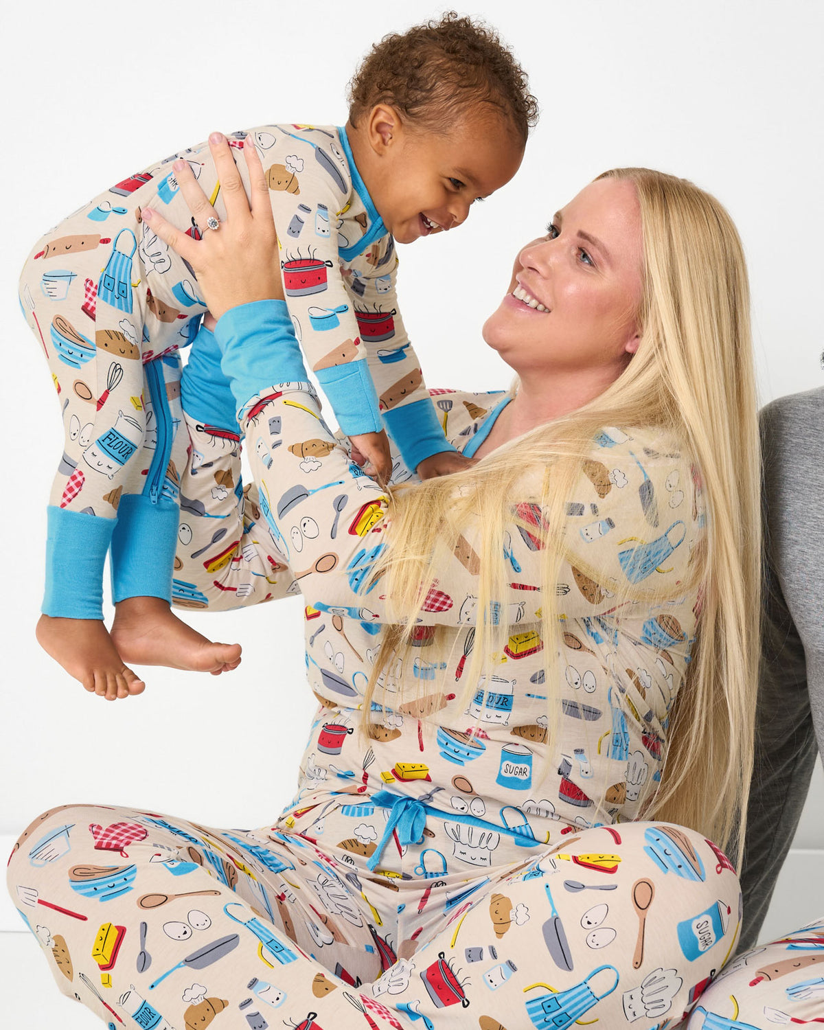 Mother and child wearing matching Little Chef Pajamas