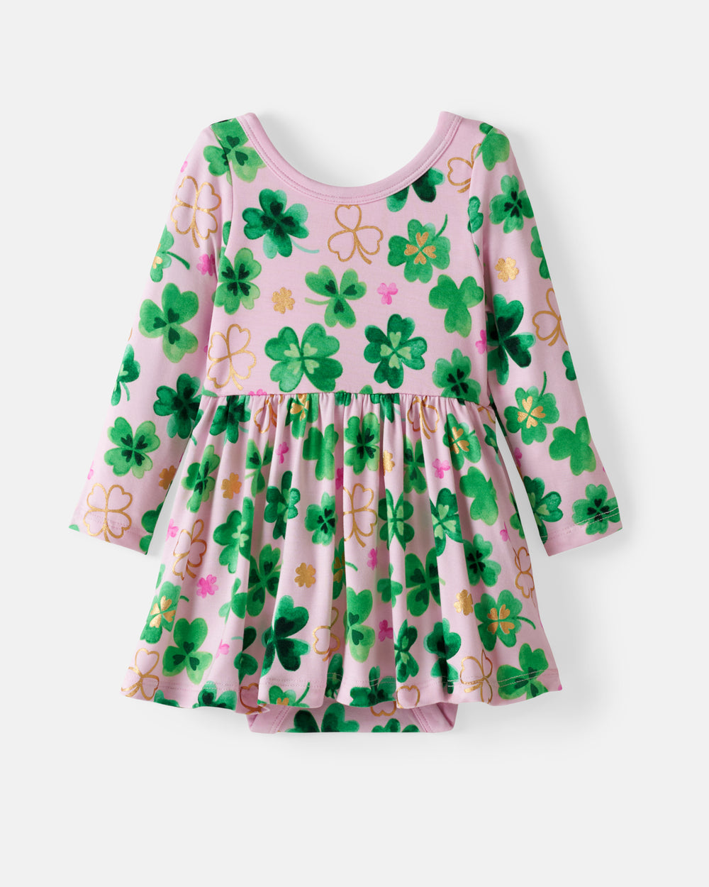 Flat lay of the Clover Cuties Twirl Dress with Bodysuit