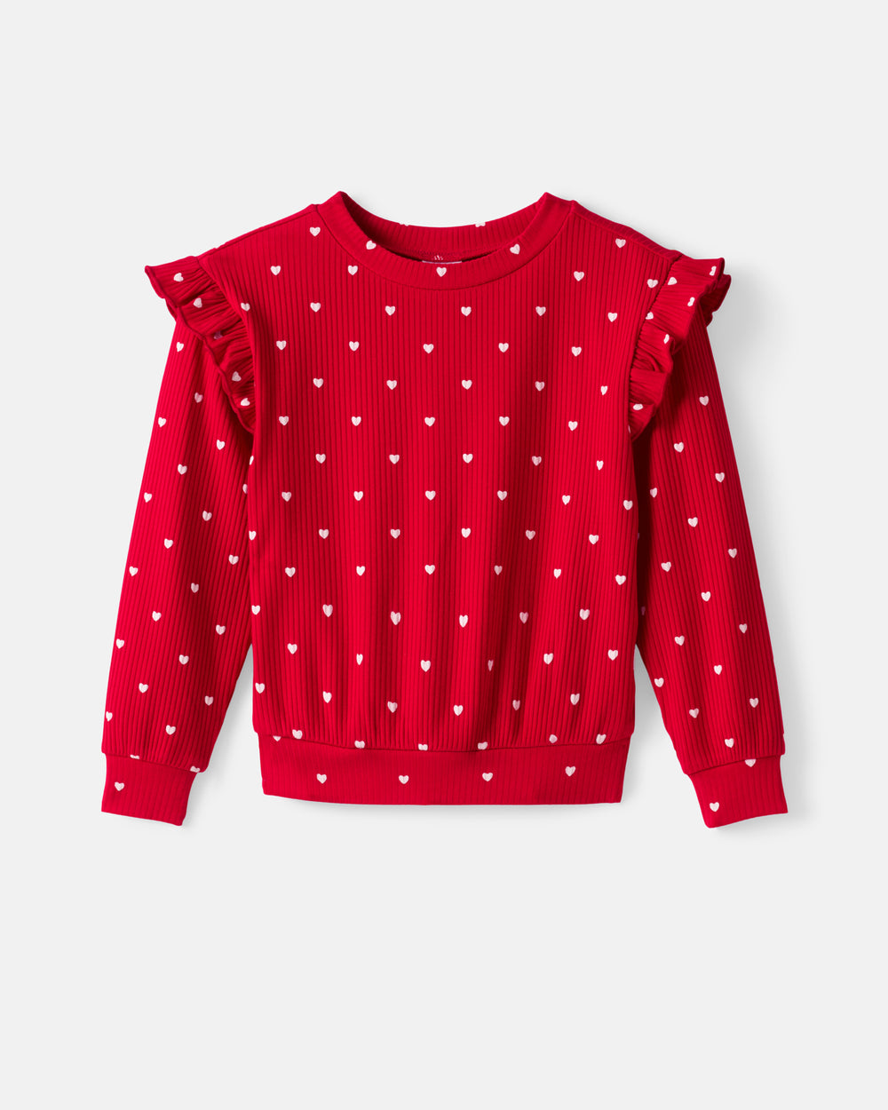 Flat lay of the Little Love Ribbed Flutter Crewneck