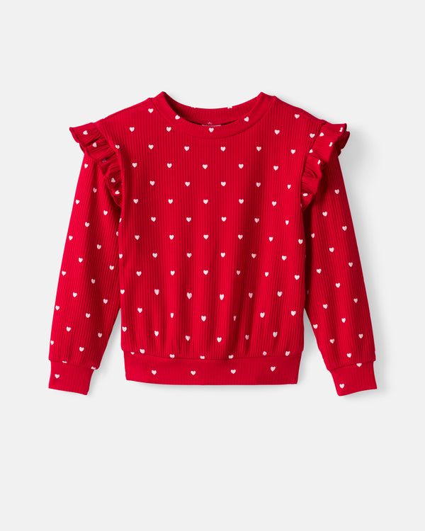 Flat lay of the Little Love Ribbed Flutter Crewneck