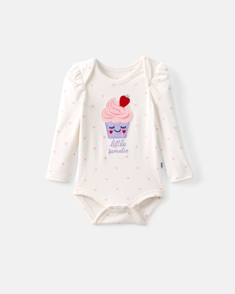 Flat lay of the Little Sweetie Puff Sleeve Bodysuit