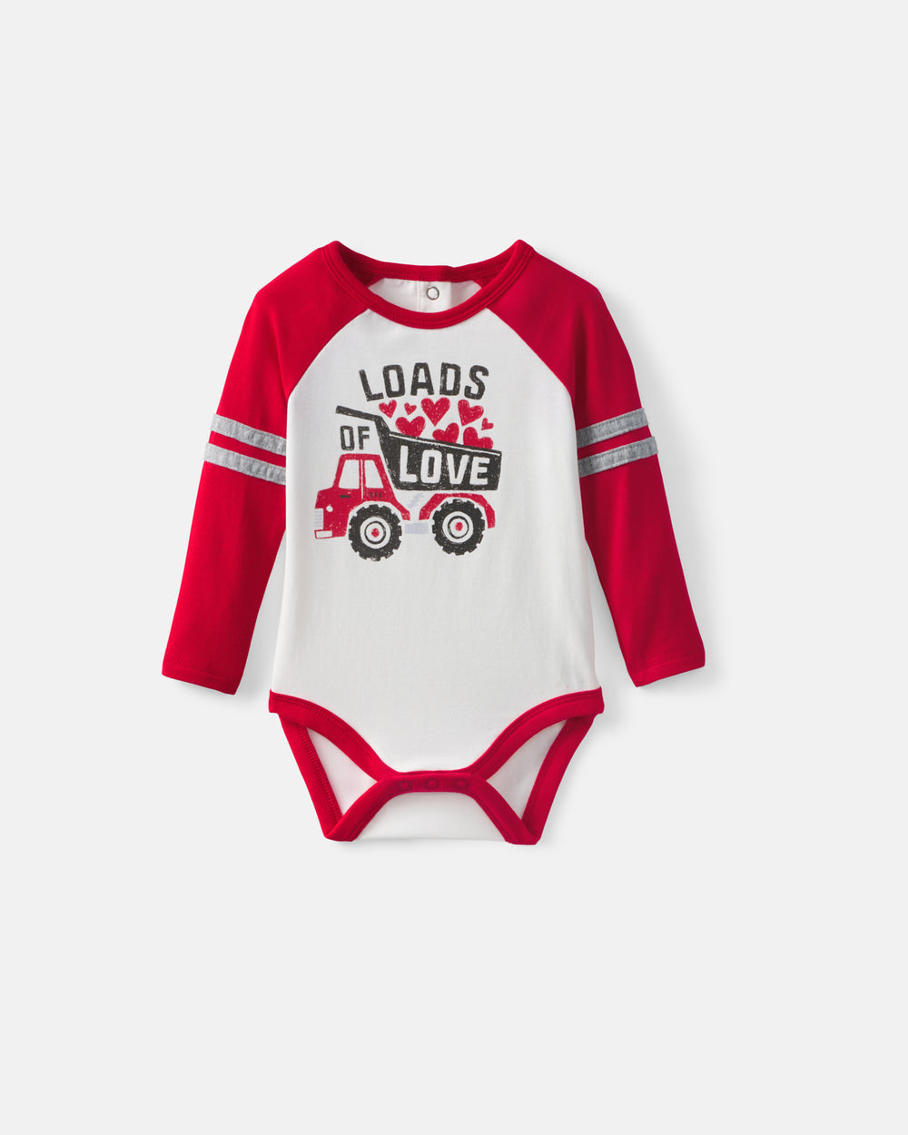 Flat lay of the Loads of Love Raglan Bodysuit
