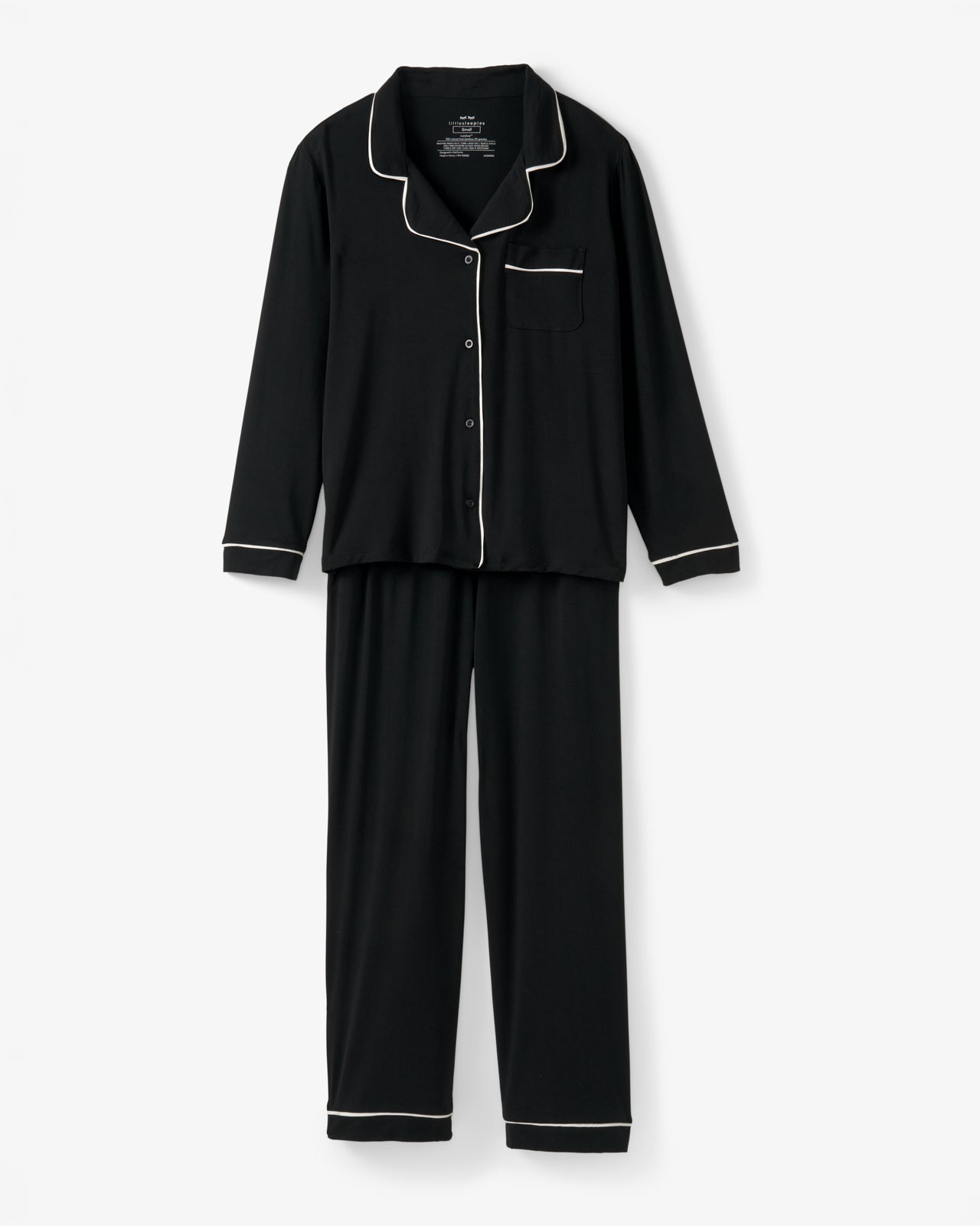 Flat lay of the Black Women's Long Sleeve Pajama Set