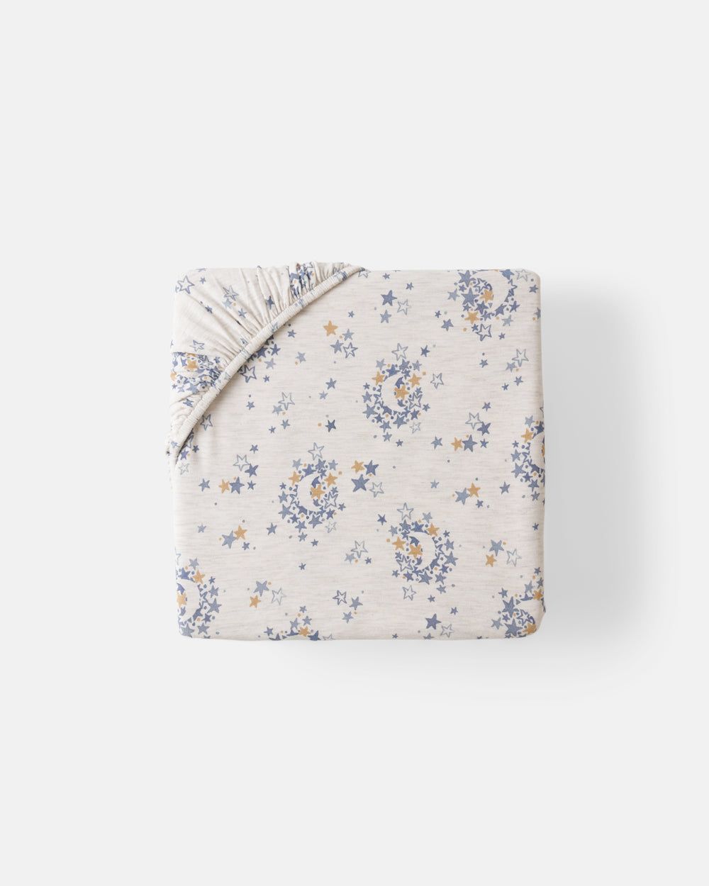 Flat lay of the Mini Lullaby Sky Fitted Crib Sheet