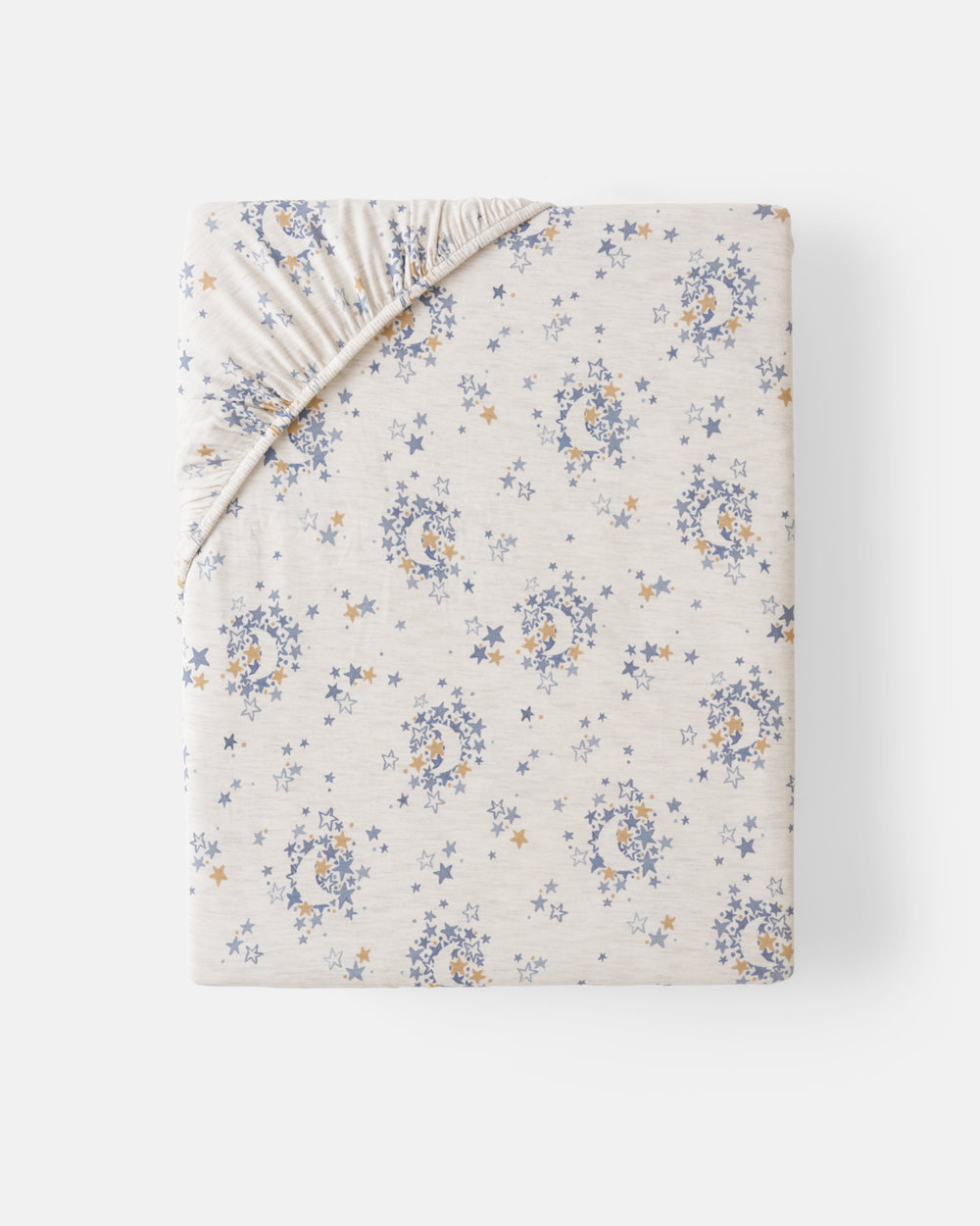 Flat lay of the Standard Lullaby Sky Fitted Crib Sheet