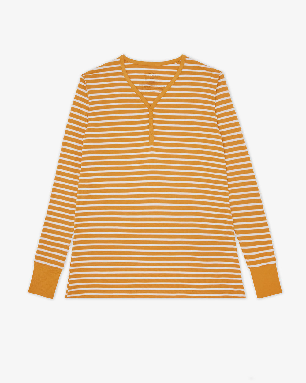 Flat lay of the Marigold Stripe Women's Long Sleeve Pajama Top