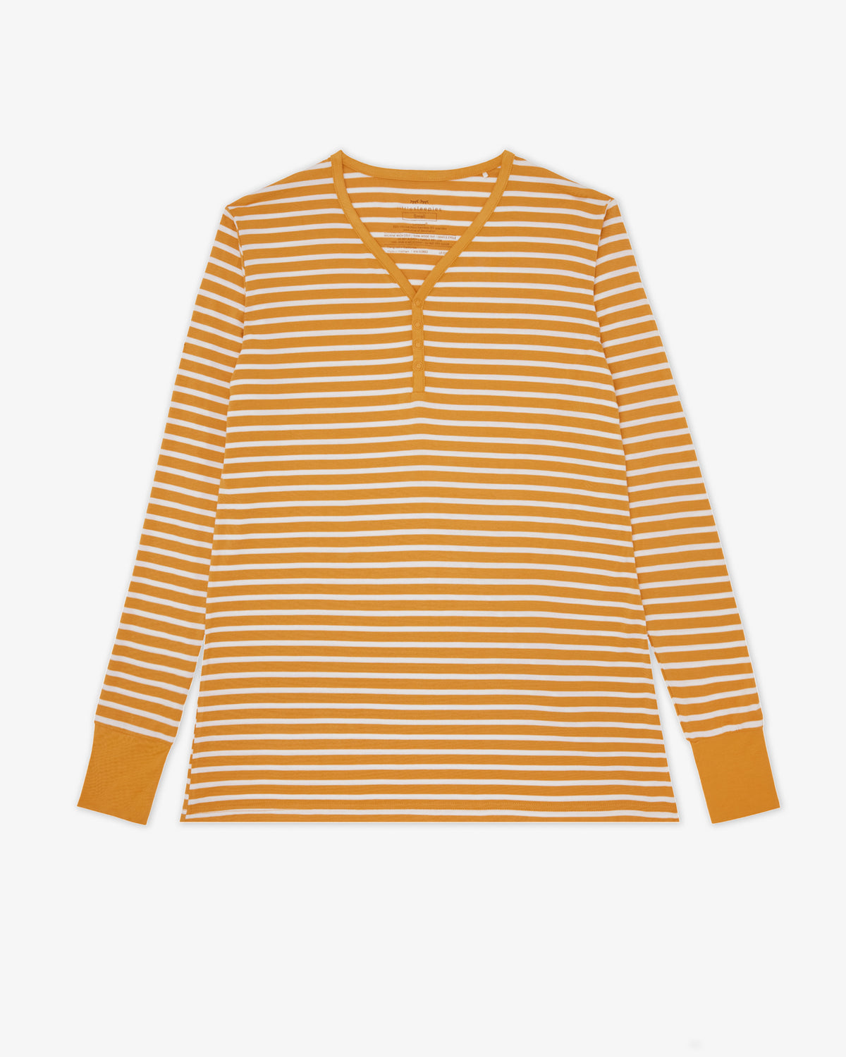 Flat lay of the Marigold Stripe Women's Long Sleeve Pajama Top
