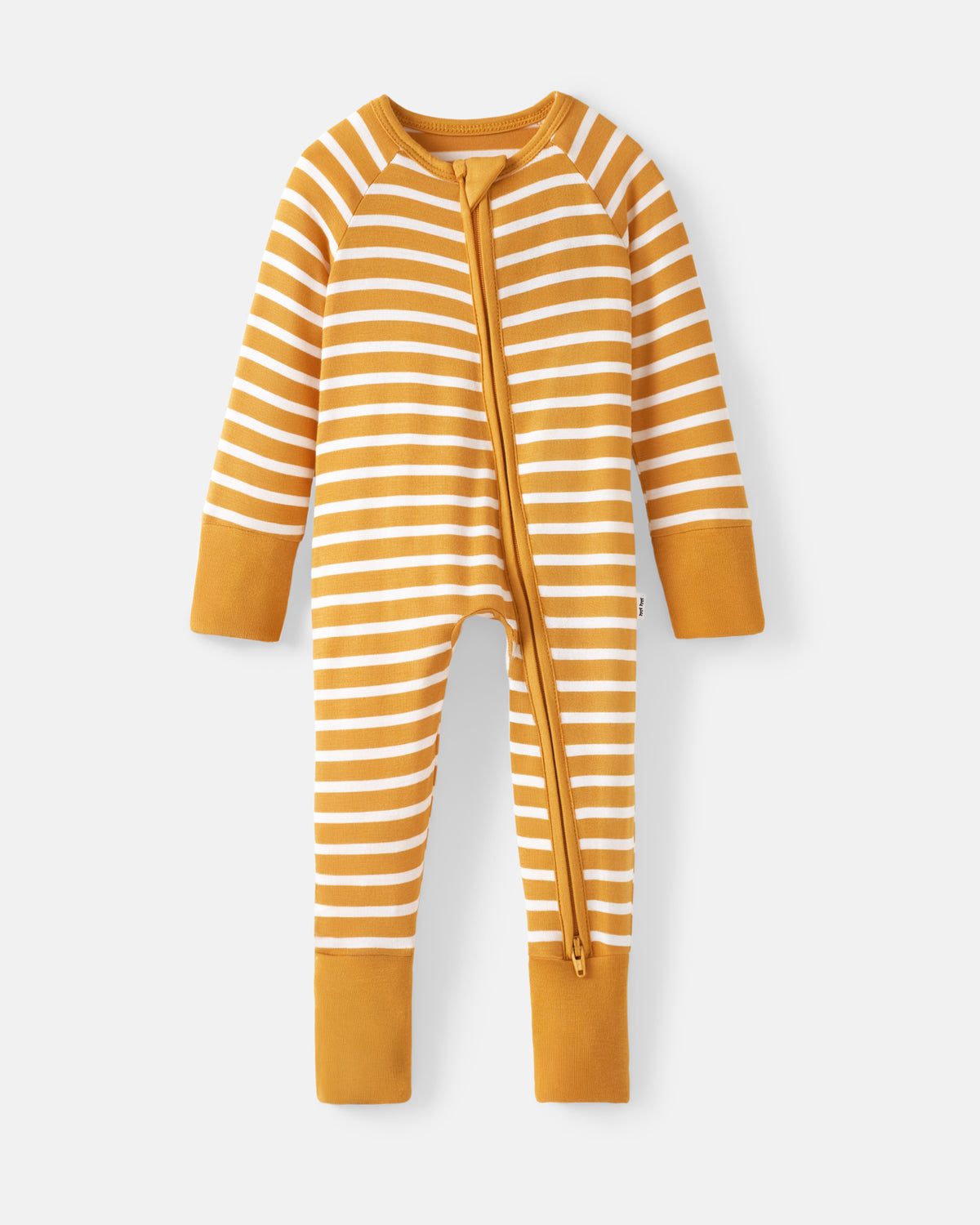 Flat lay of the Marigold Stripe Zippy
