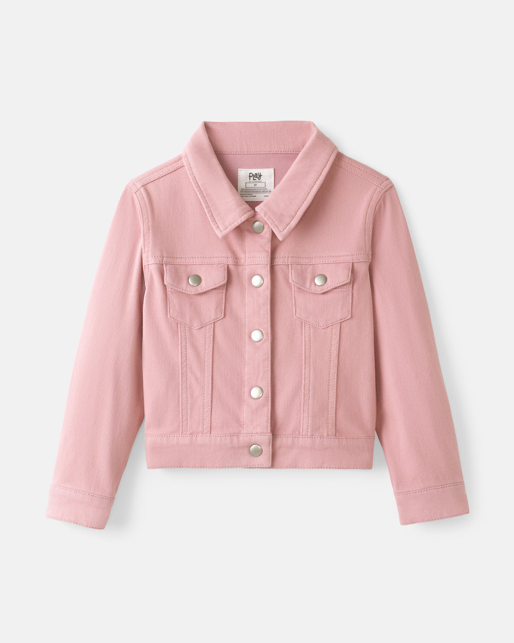 Flat lay of the Mauve Blush Denim Trucker Jacket