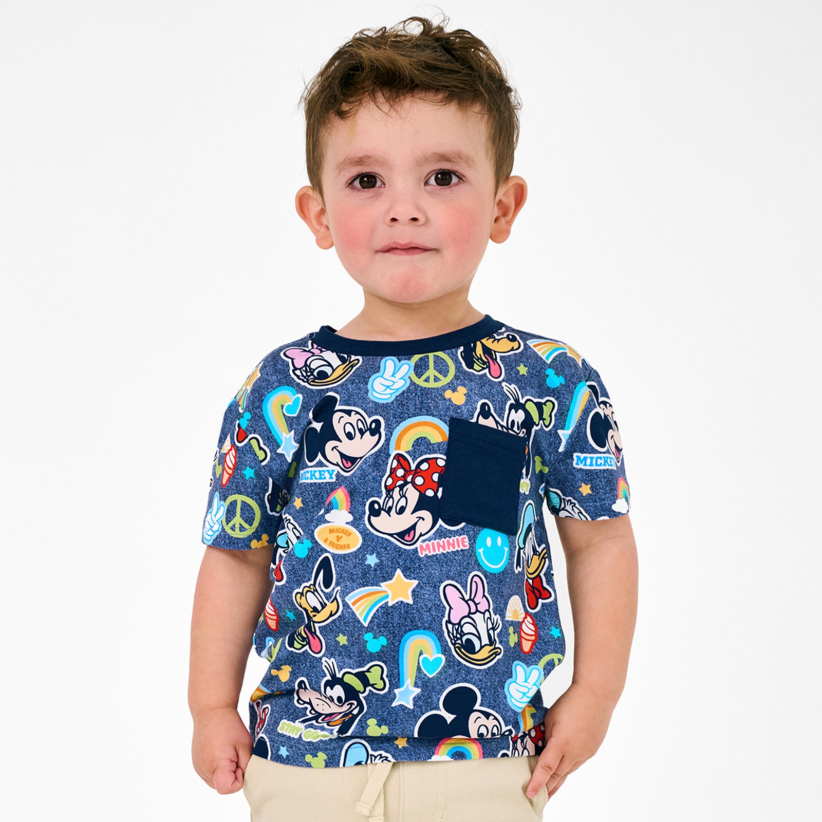 Boy wearing the Disney Mickey's Clubhouse Relaxed Pocket Tee