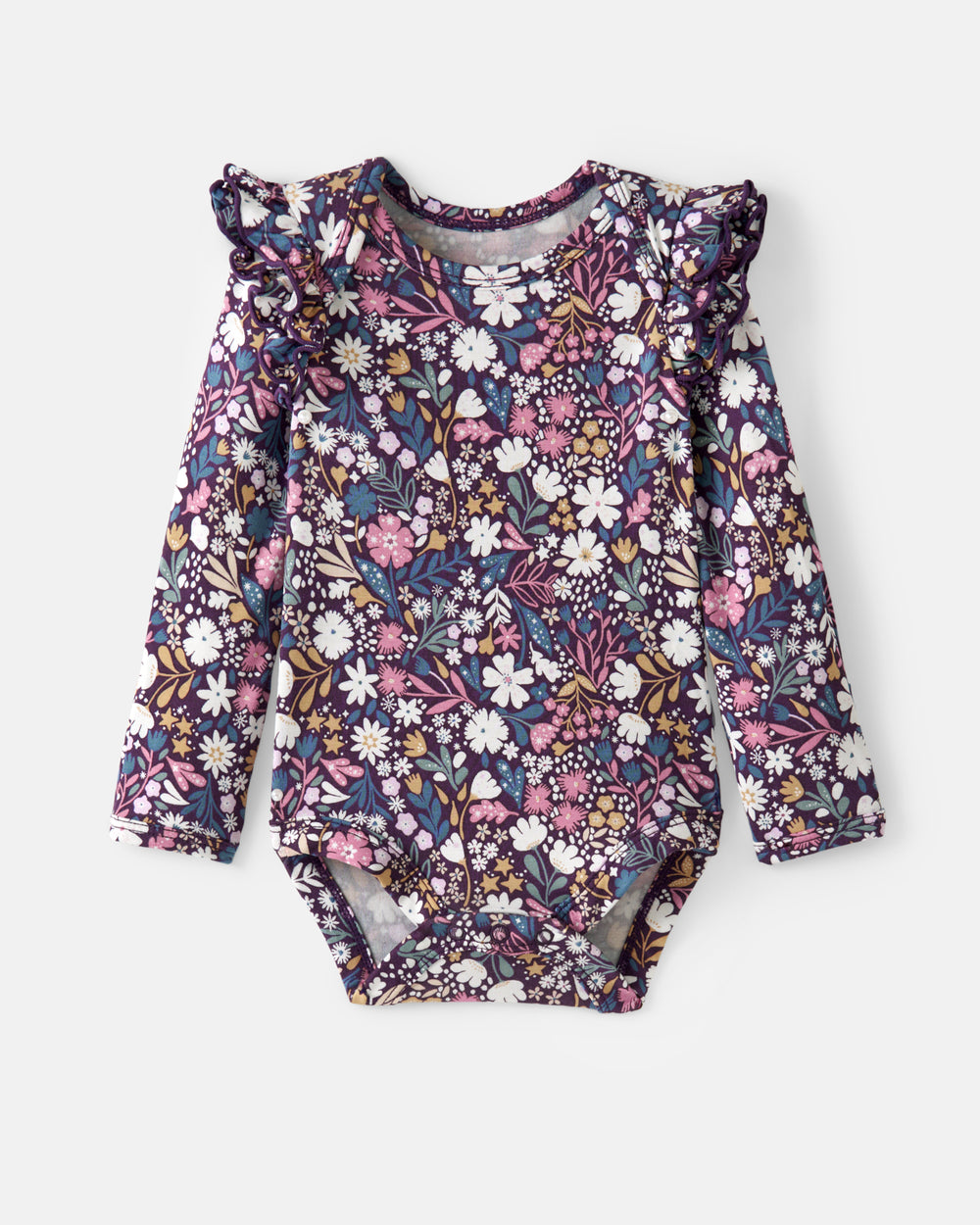 Flat lay of the Midnight Petals Flutter Bodysuit