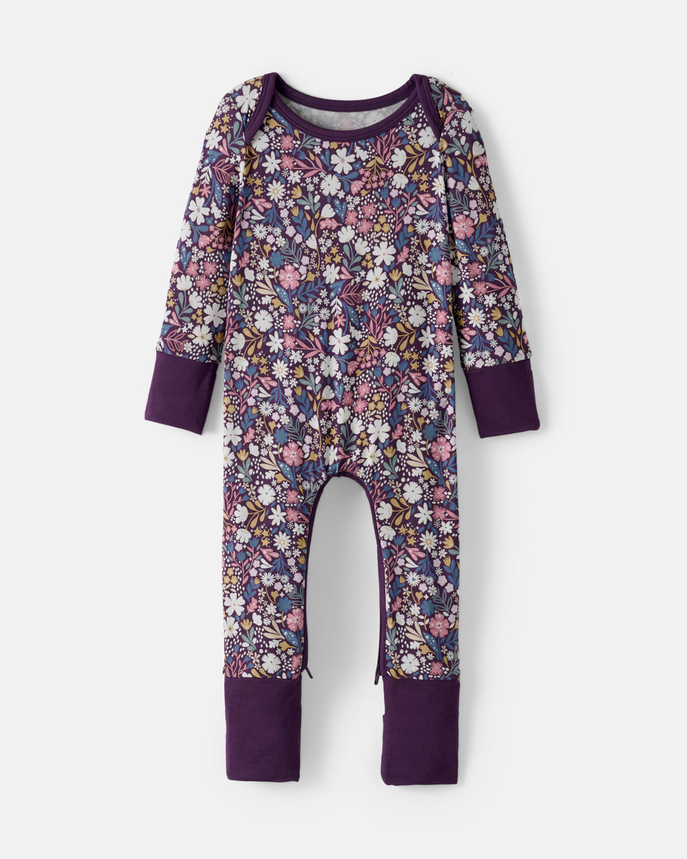 Flat lay of the Midnight Petals Crescent Zippy