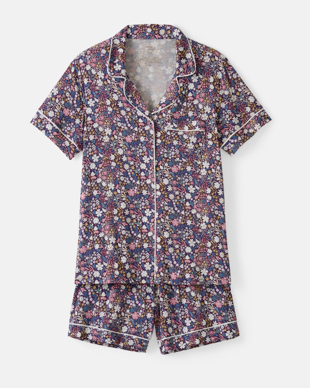 Flat lay of the Midnight Petals Women's Pajama Set