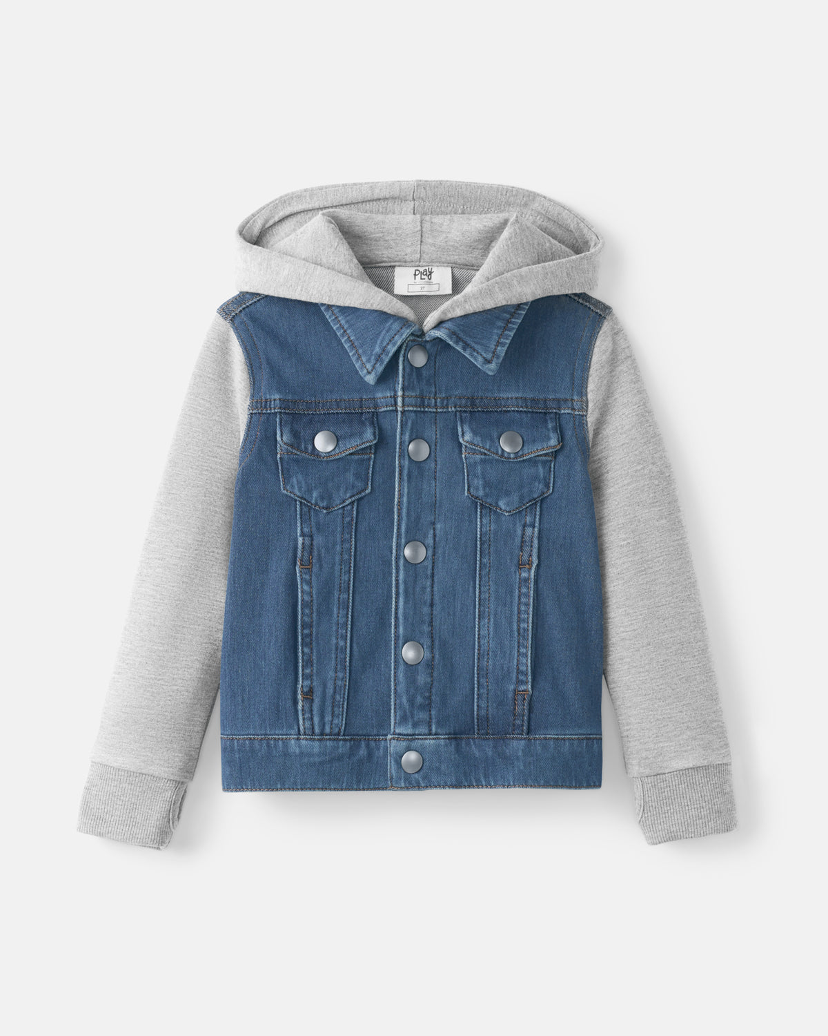 Flat lay of the Midwash Blue/Gray Denim Jacket