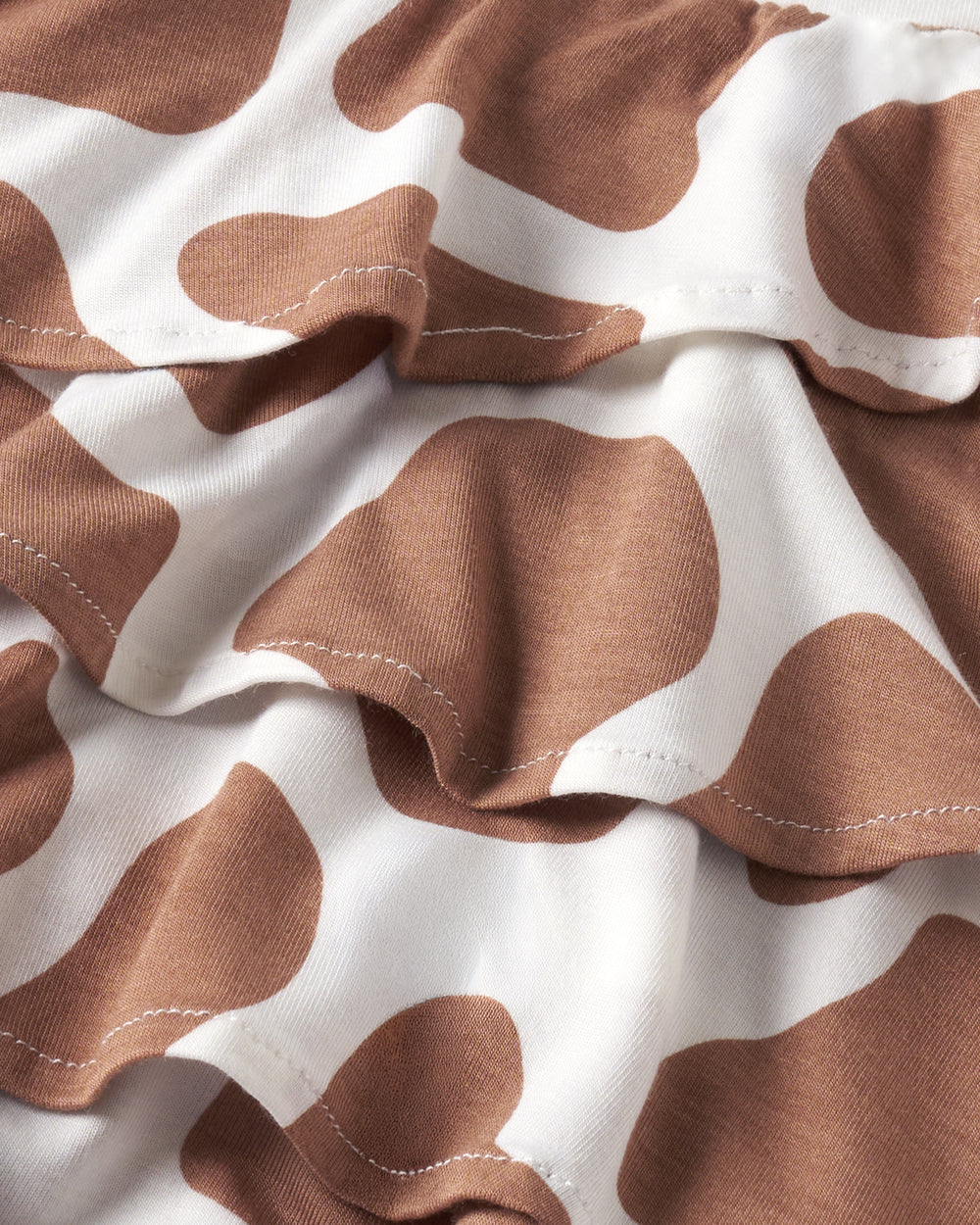 Close up of the tiered detail on the Milk Chocolate Moo Crew Ruffle Skort