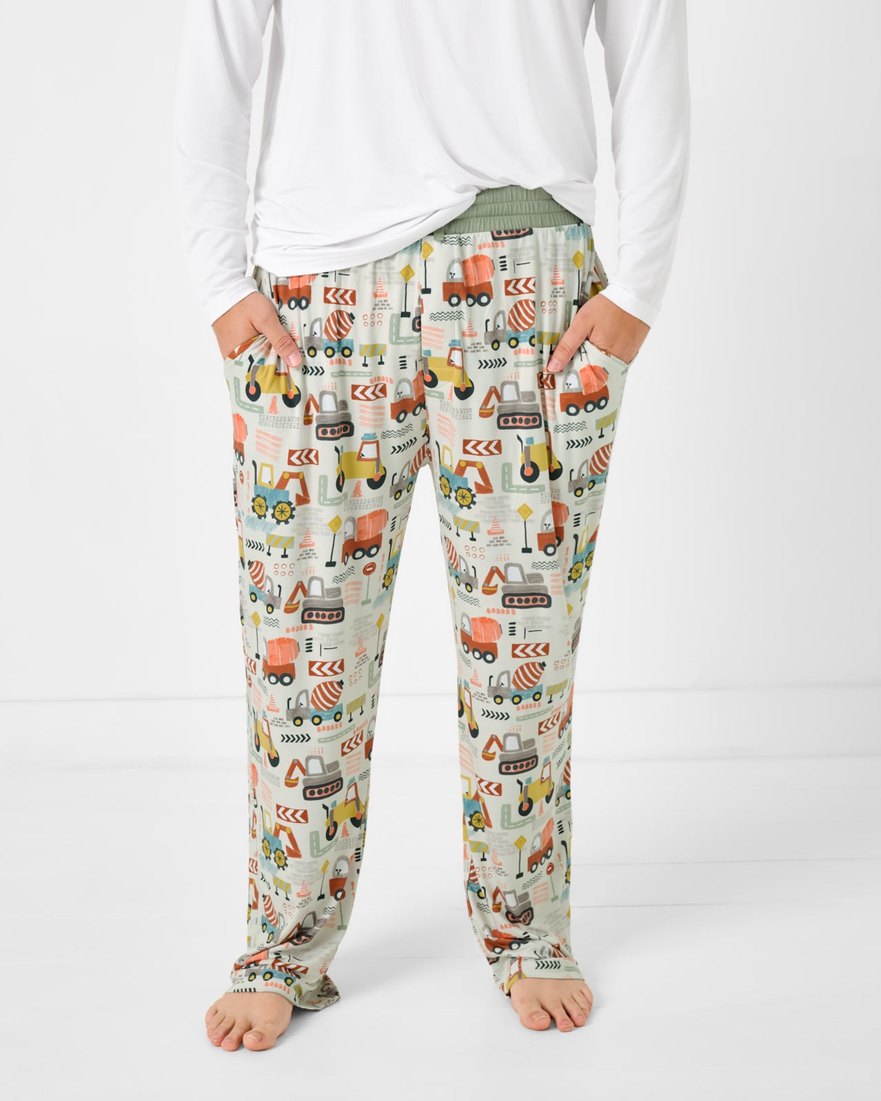 Standing man wearing the Mini Builders Men's Pajama Pants