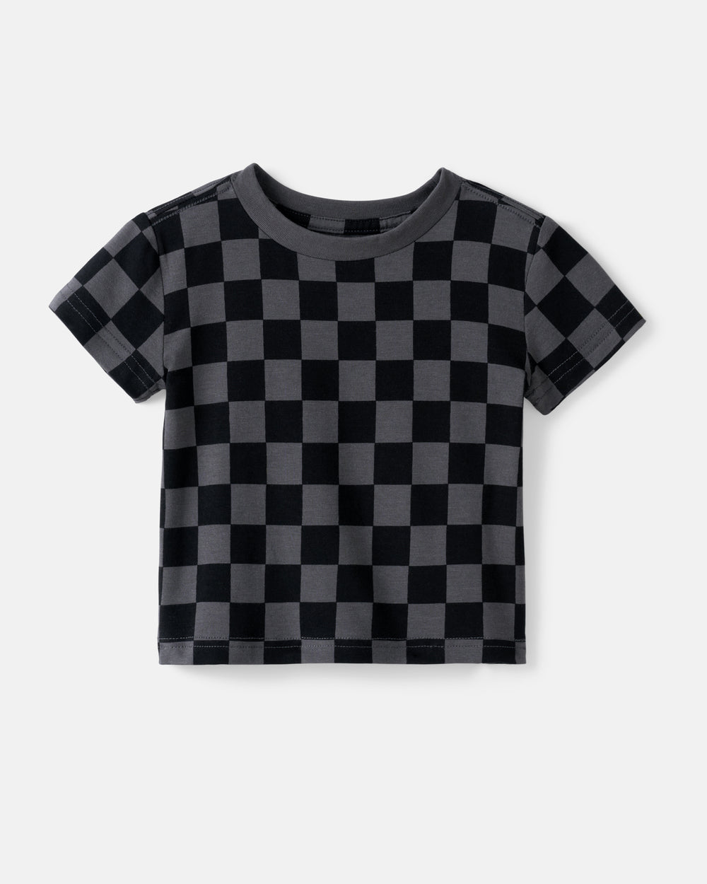 Flat lay of the Monochrome Checks Short Sleeve Relaxed Tee