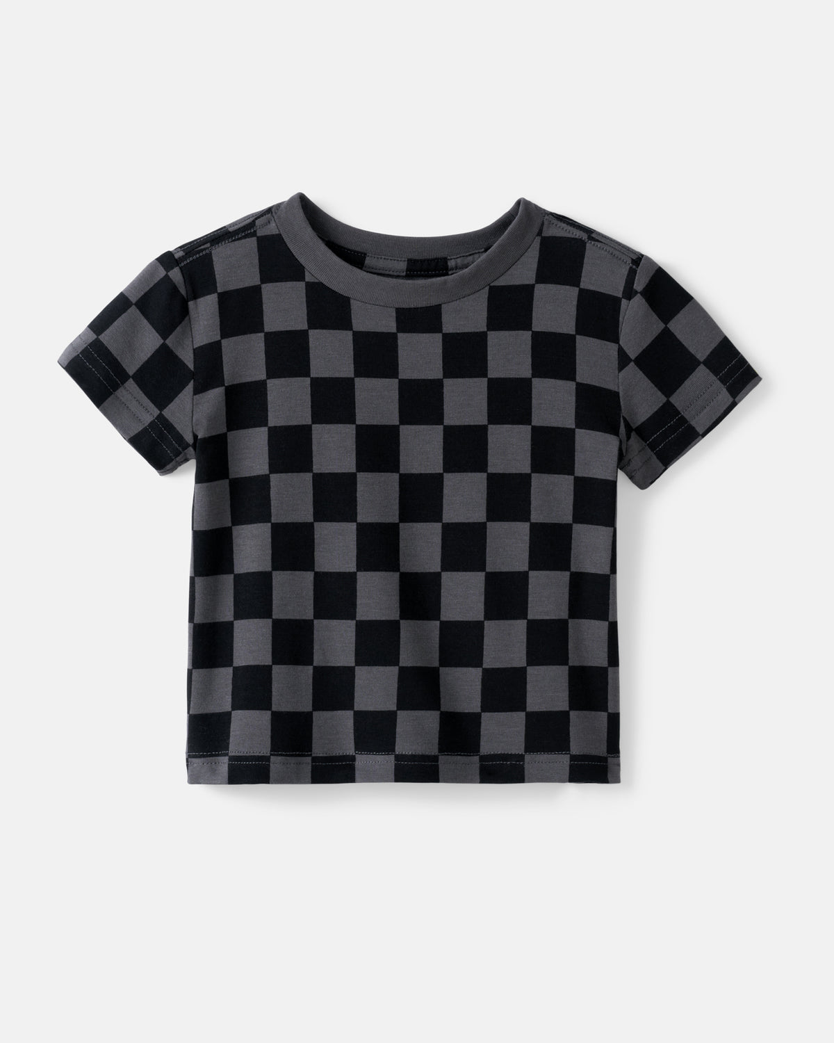 Flat lay of the Monochrome Checks Short Sleeve Relaxed Tee