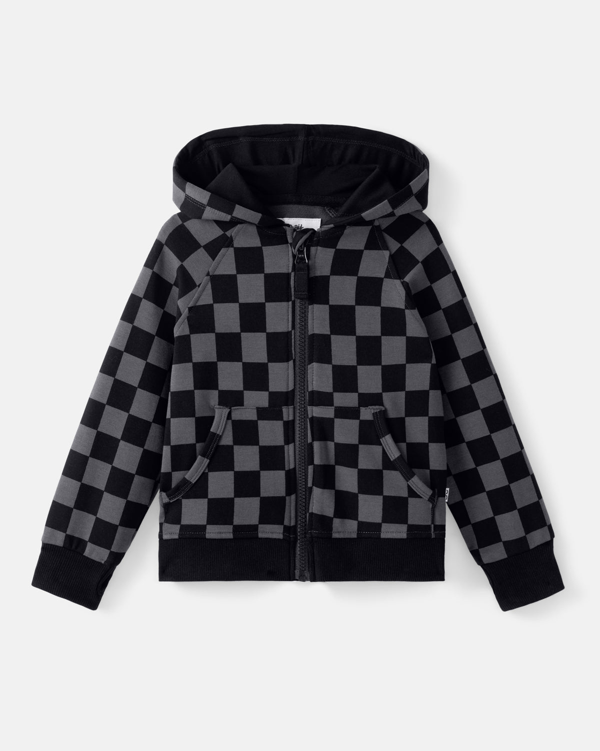 Flat lay of the Monochrome Checks Zip Hoodie