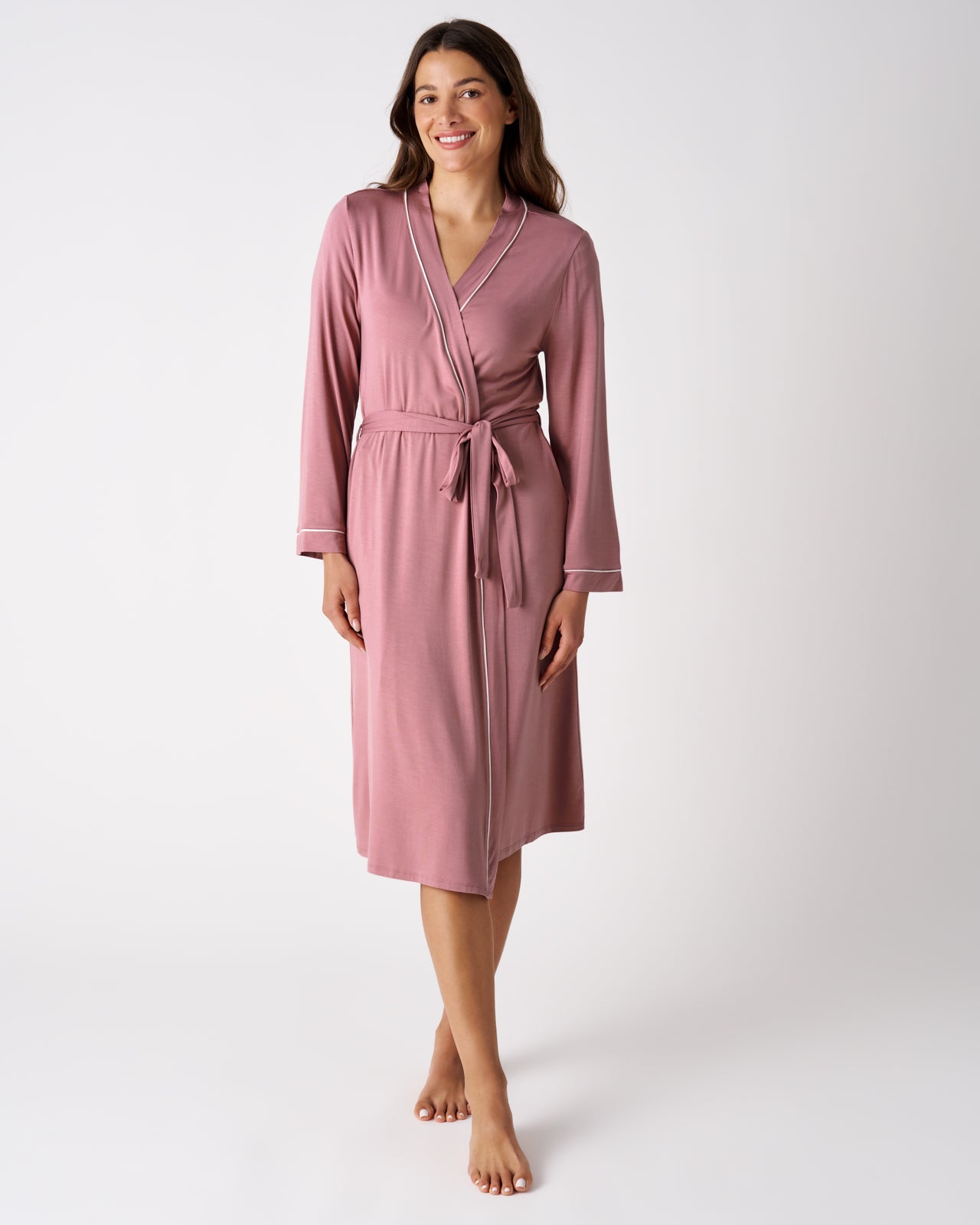 Woman wearing the Rosewood Women's Robe