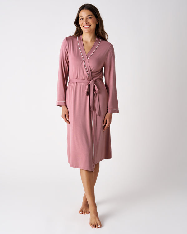 Woman wearing the Rosewood Women's Robe